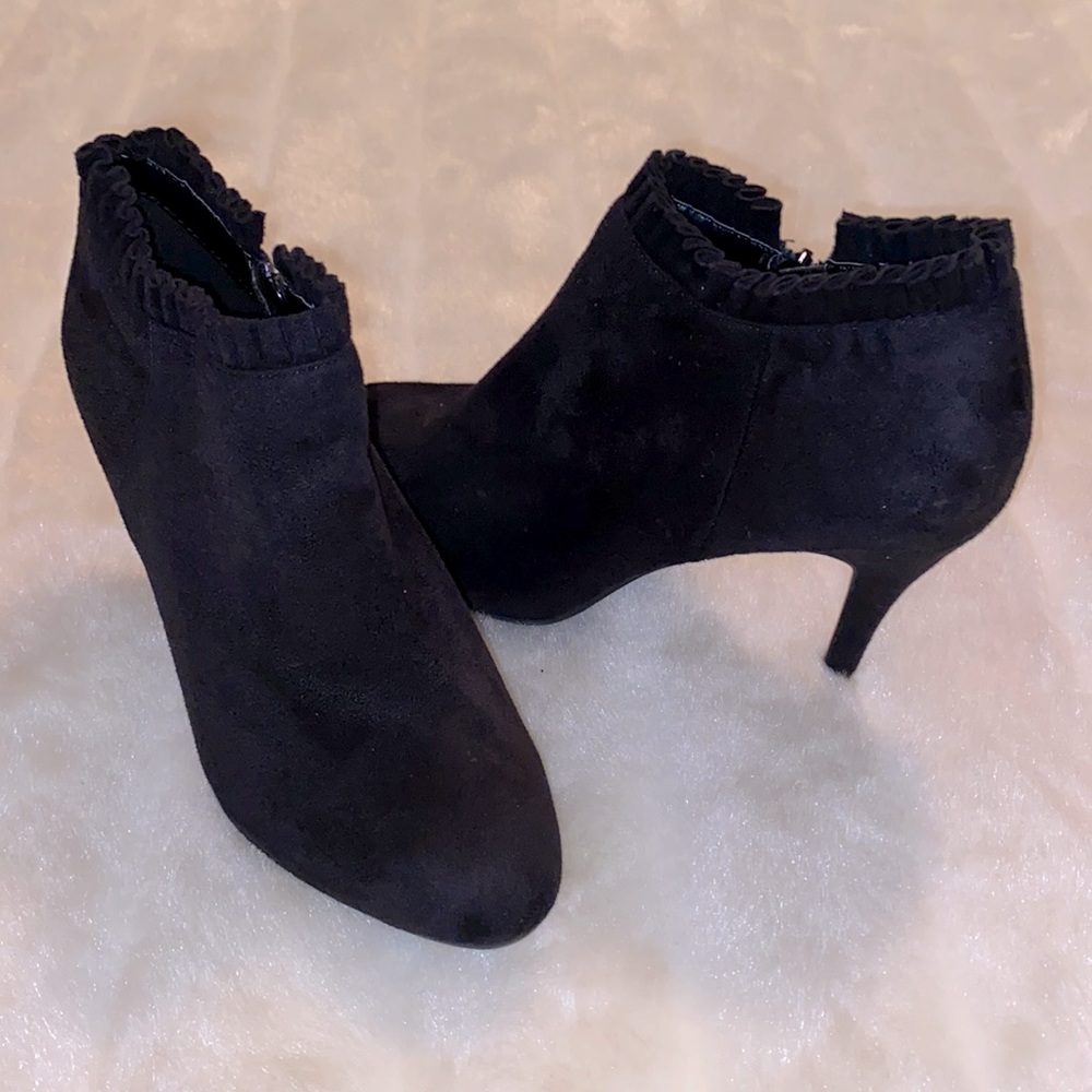 Suede Musetta Ruffle Booties